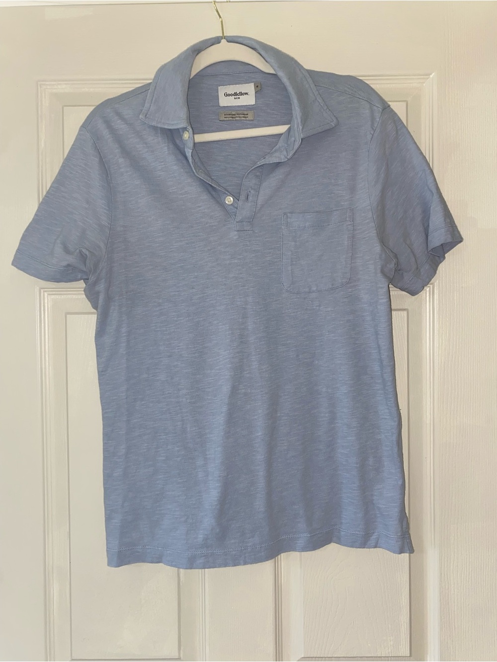 GOODFELLOW 100% Cotton Men’s Blue Polo Short Sleeve Tee Size Medium